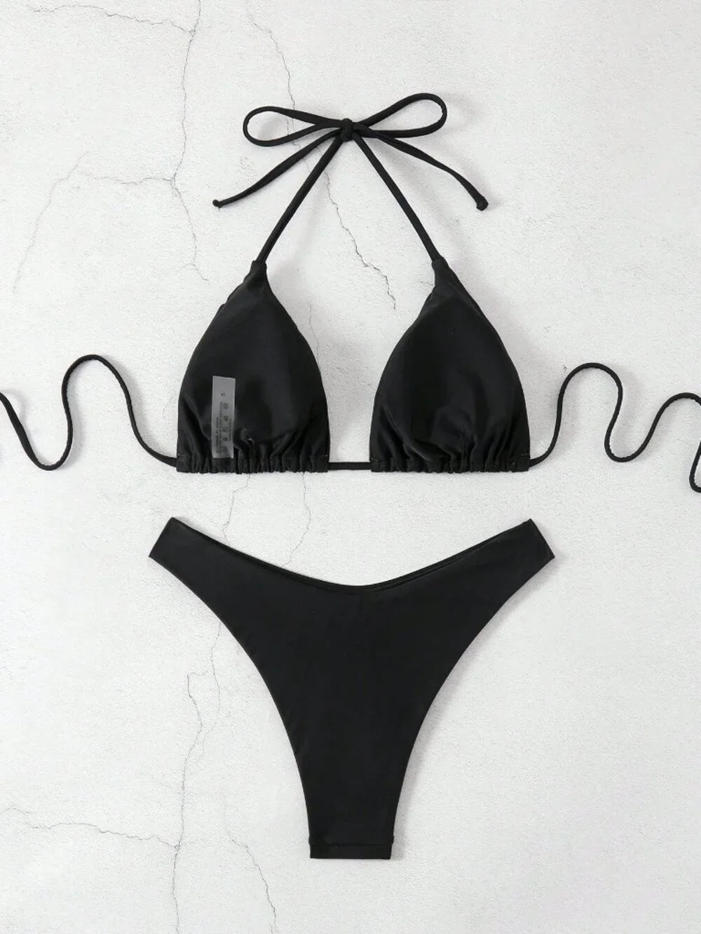 Black Sexy Women's V-Neck Halter Bikini Set Bathing Suit Beach Vacation